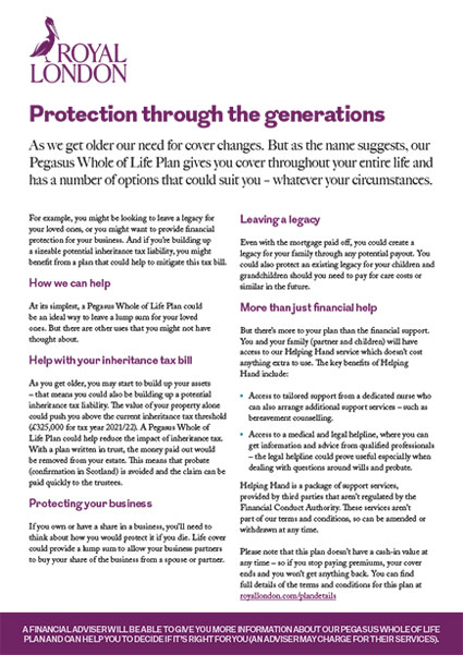 Front page of Royal London's "The need for whole of life sales aid" document